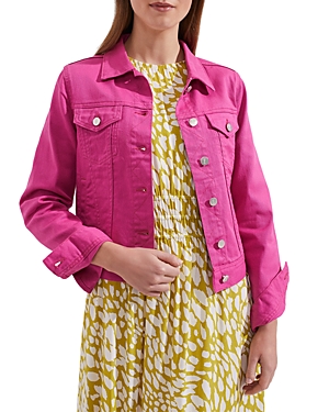 Hobbs London Mariam Denim Jacket In Deep Fuchsia