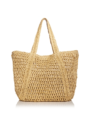 Aqua Slouchy Straw Tote - 100% Exclusive In Natural