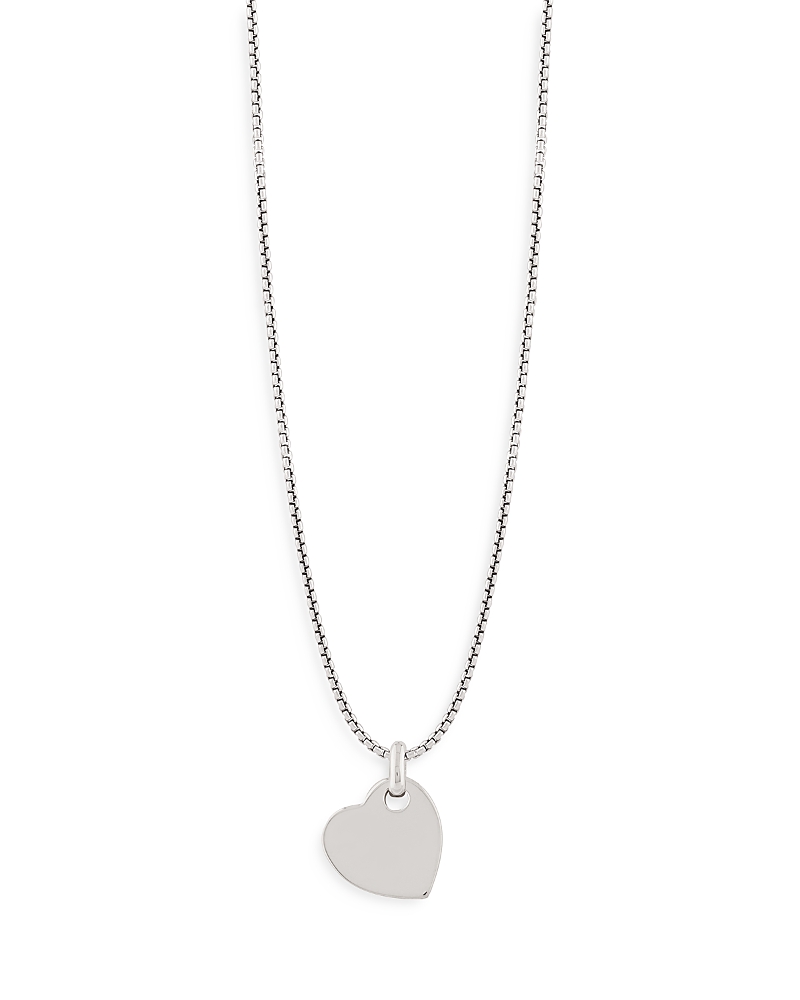 Bloomingdale's Heart Tag Pendant Necklace In Sterling Silver, 18 - Exclusive In Silver
