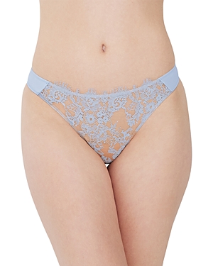 Skarlett Blue Women's Entice Eyelash Lace Trim Thong 371143 In Sky/ginger