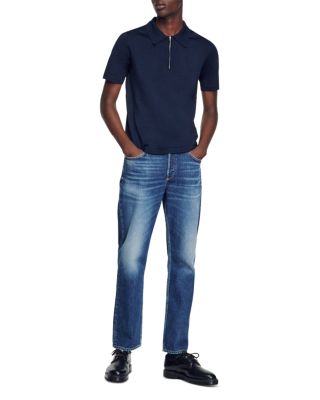 Knitted Polo Shirt with Zip Collar