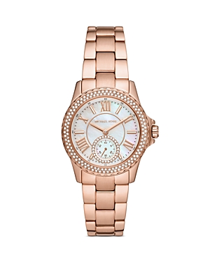 Shop Michael Kors Everest Watch, 33mm In White/rose Gold