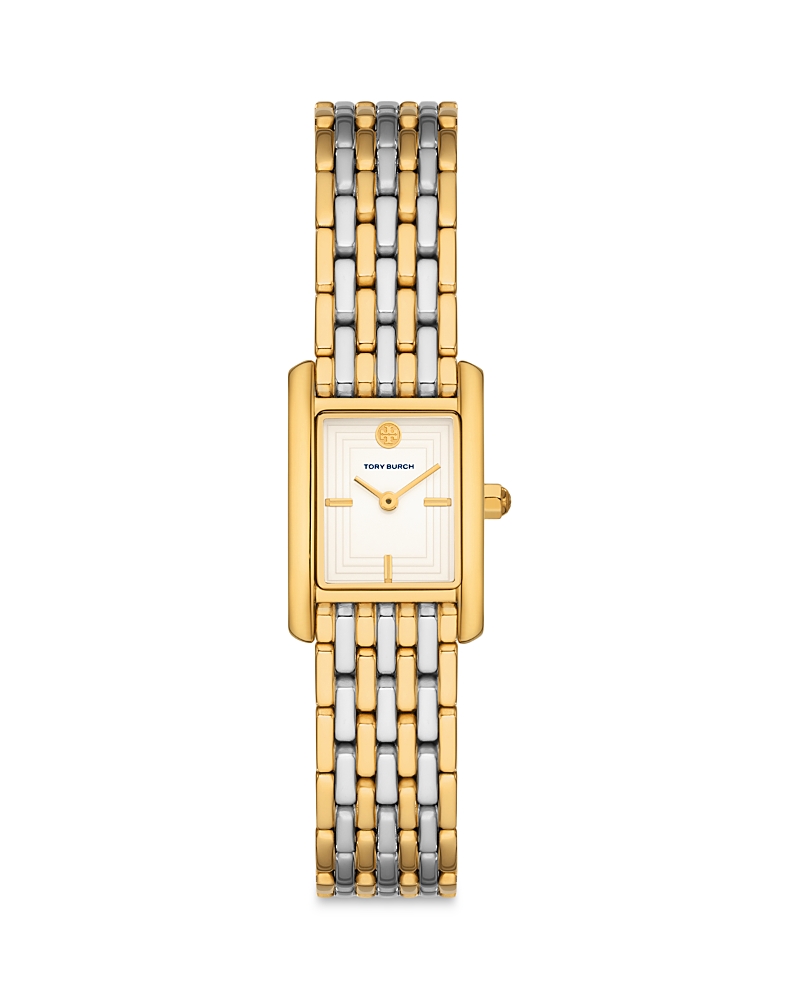 Tory Burch The Eleanor Two-hand Two-tone Stainless Steel Watch In White/gold