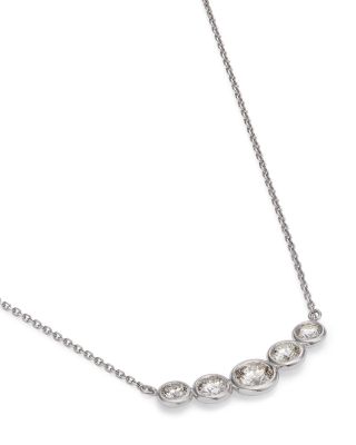 Diamond Curved Bar Necklace in 14K White Gold, 1.25 ct. t.w 