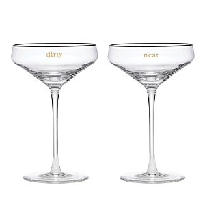 Shop Kate Spade New York Cheers To Us Dirty And Neat Martini Glasses, Set Of 2 In Clear