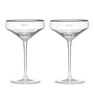 KATE SPADE KATE SPADE NEW YORK CHEERS TO US DIRTY AND NEAT MARTINI GLASSES, SET OF 2