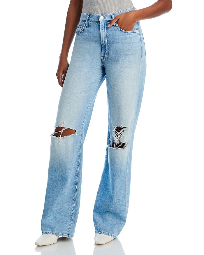 MOTHER The Maven High Rise Wide Leg Jeans in Ripped Off | Bloomingdale's