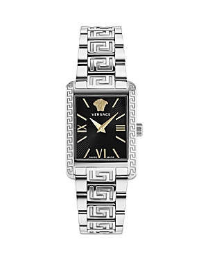 Shop Versace Tonneau Watch, 23mm X 33mm In Black/silver