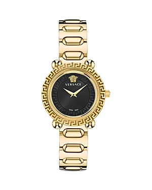 Shop Versace Greca Twist Watch, 35mm In Black/gold