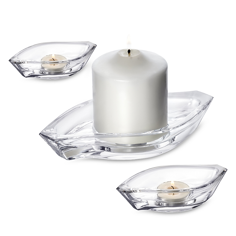 Orrefors Wave 3 Piece Votive Set In Clear