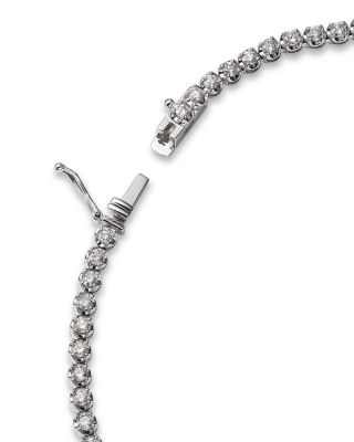 Diamond Crown Set Tennis Necklace in 14K White Gold, 6.0 tcw  