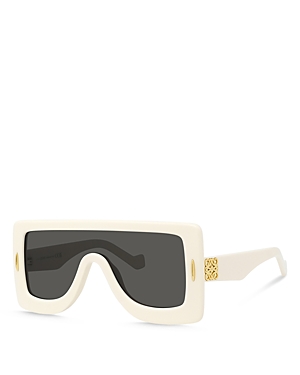 Shop Loewe Chunky Anagram Mask Sunglasses, 51mm In White/gray Solid