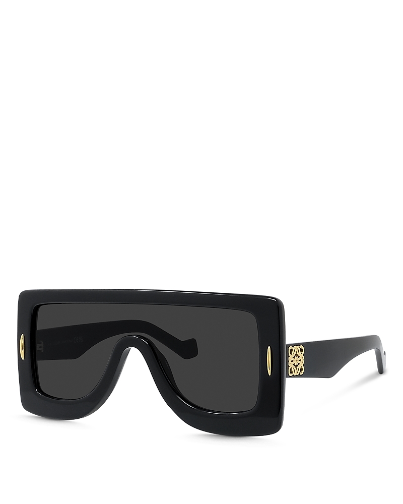 Loewe Anagram Acetate & Metal Shield Sunglasses In Black/gray Solid