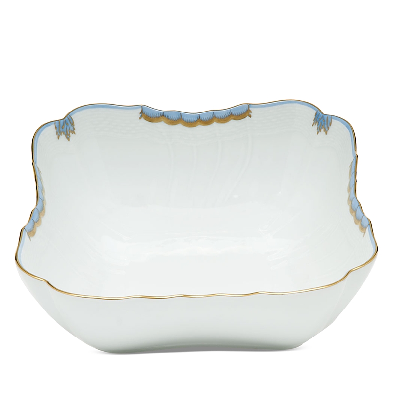 Herend Square Salad Bowl In Light Blue