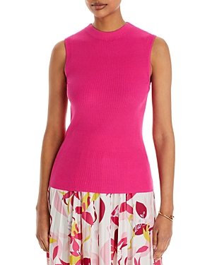 Hugo Boss Sleeveless Mock Neck Sweater In Flamingo