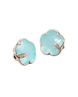 Pasquale Bruni 18K Rose Gold Petit Joli Turquoise & White Moonstone Doublet & Diamond Stud Earrings