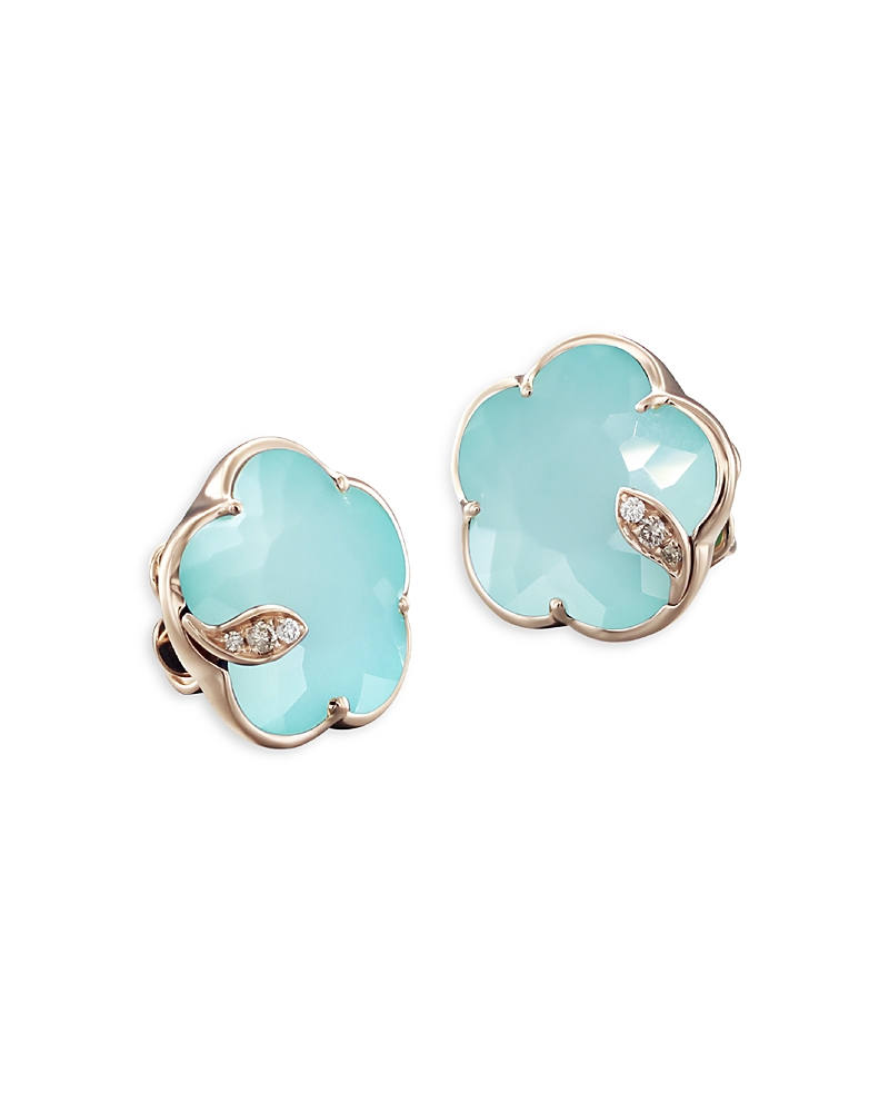 Pasquale Bruni Women's Petit Joli 18k Rose Gold, 0.04 Tcw Diamonds, Turquoise & White Moonstone Doublet Earrings In Blue/rose Gold