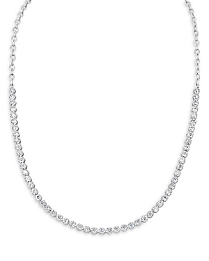 14K White Gold Diamond Choker Necklace, 16