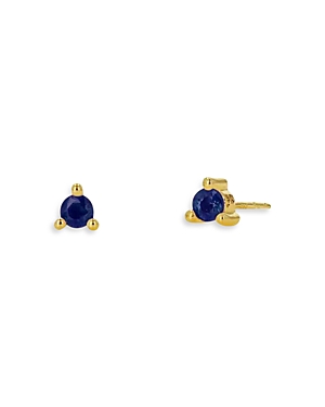 14K Yellow Gold Blue Sapphire Stud Earrings