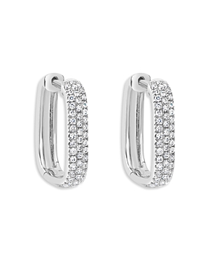 Meira T 14K White Gold Diamond Pave Square Hoop Earrings