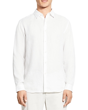 Theory Irving Linen Shirt In Optic White
