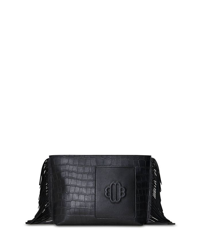 Maje Croc Embossed Leather Clutch | Bloomingdale's