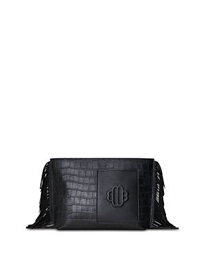 maje croc embossed leather clutch
