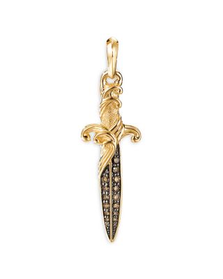 David Yurman 18K Yellow Gold Cognac Diamond Dagger Amulet Pendant