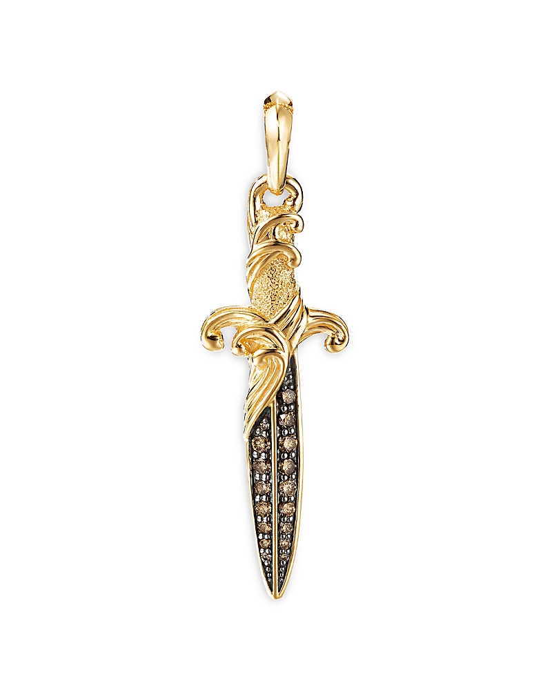David Yurman 18K Yellow Gold Cognac Diamond Dagger Amulet Pendant