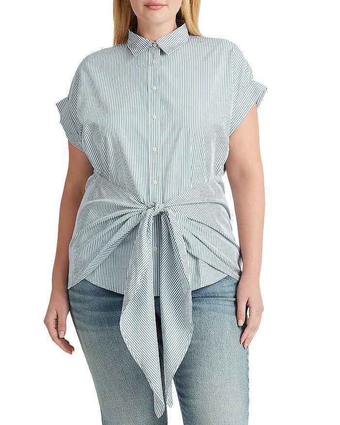 cotton tie neck shirt ralph lauren