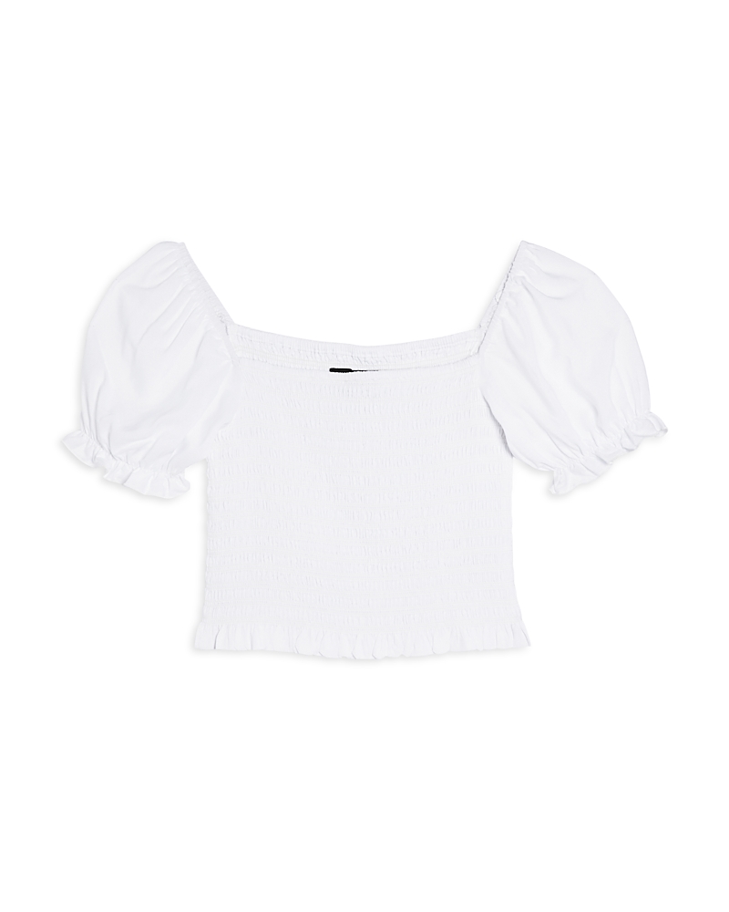 Katiejnyc Girls' Marlee Smocked Floral Puff Sleeve Top - Big Kid In White