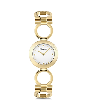 Shop Ferragamo Gancino Watch, 28mm In White/gold