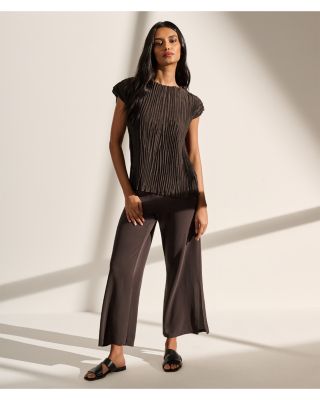 Eileen Fisher Plissé Silk Top Bloomingdale's