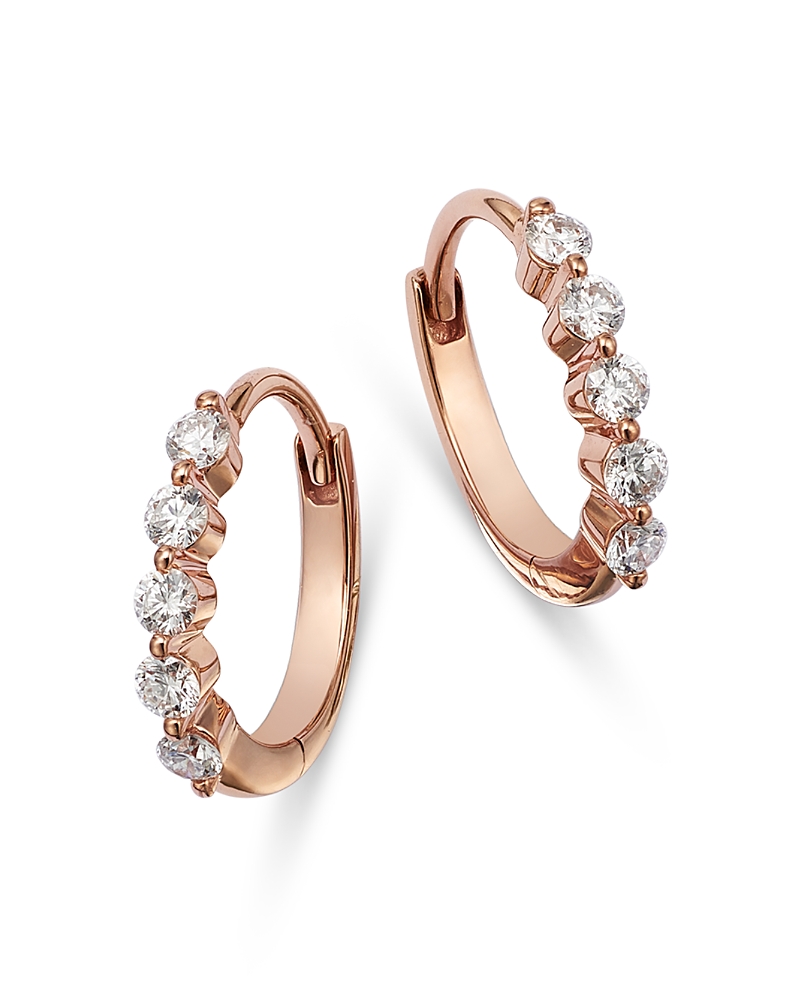 Bloomingdale's Diamond Mini Hoop Earrings In 14k Rose Gold, 0.25 Ct. T. W. In Rose Gold