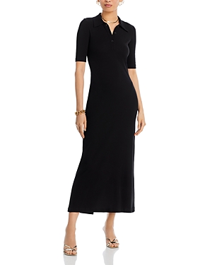 Shop Rosetta Getty Cotton Polo Maxi Dress In Black