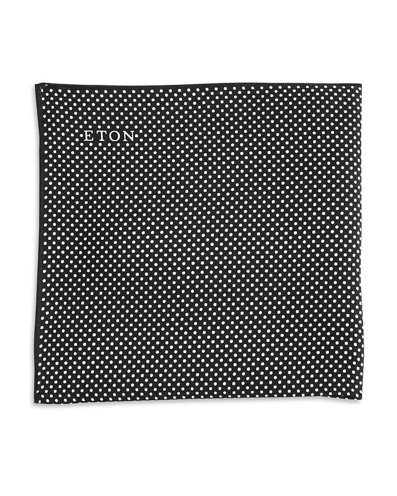 Eton Dot Silk Pocket Square In Black