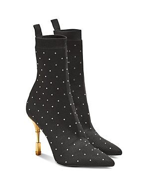 Women's Studded Pointed Toe Pull On High Heel Boots
