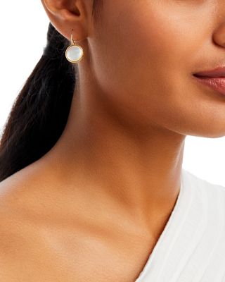 18K Yellow Gold Jaipur Color Mother of Pearl & Diamond Drop Earrings