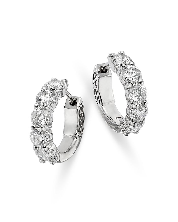 Bloomingdale's - Diamond Hoop Earrings in 14K White Gold, 3.0 ct. t.w. - 100% Exclusive