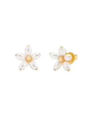 kate spade new york Fresh Squeeze Imitation Pearl Flower Stud Earrings in Gold Tone