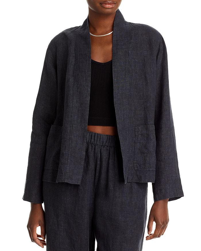 Eileen Fisher Organic Linen Stand Collar Jacket | Bloomingdale's