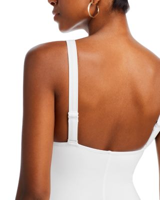 Ava Plunge Neck Tie-Front One Piece Swimsuit