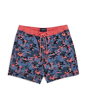 Psycho Bunny Rye Printed Regular Fit 5.75 Swim Trunks In Chambray Blue