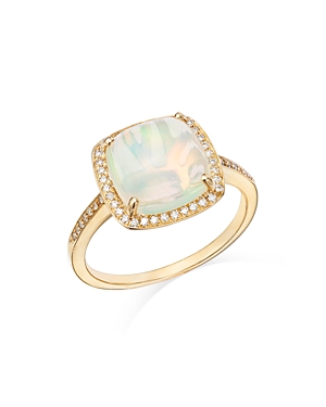 Bloomingdale's Opal & Diamond Halo Ring In 14k Yellow Gold - 100% Exclusive In White/gold