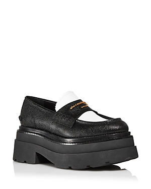 Shop Alexander Wang Women's Carter Slip On Platform Loafer Flats In Black/white