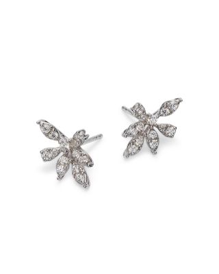 Diamond Starburst Stud Earrings  in 14K White Gold, 0.50 tcw 