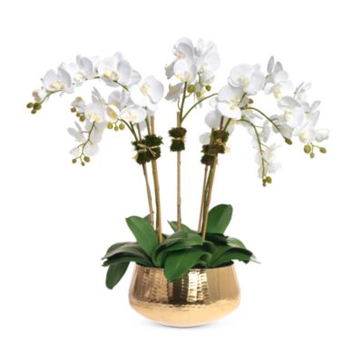 Diane James Home - Faux Orchids in Gold-Tone Bowl