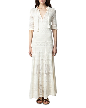 ZADIG & VOLTAIRE COTTON POINTELLE CROCHET MAXI DRESS