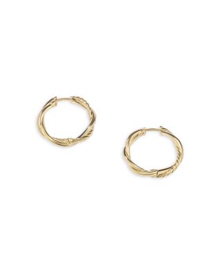Infinity 18K Yellow Gold Twist Cable Diamond Hoop Earrings
