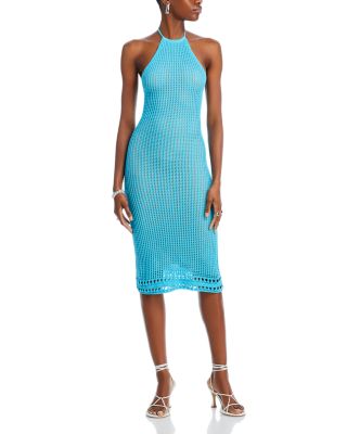 AQUA Crochet Halter Midi Dress - 100% Exclusive | Bloomingdale's
